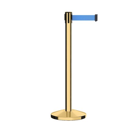 MONTOUR LINE Stanchion Belt Barrier Pol.Brass Post 7.5ftLt Blu Belt M630-PB-LBL-75